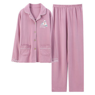 春秋睡衣女纯棉长袖女款夏季中老年格子新款可外穿大码家居服套装