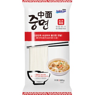 韩国进口 海地村挂面中面韩式炸酱用500g汤拌面耐煮面条早餐速食