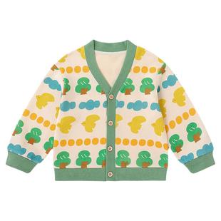 嘟嘟家儿童针织开衫男童外套宝宝春装女童洋气春秋款满印卡通上衣