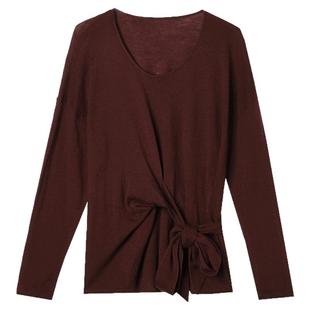 2025年秋装Outlets专柜 MO系列含绵羊毛上衣纯色微弹套头针织衫女