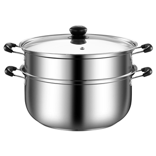 加厚不锈钢汤锅小蒸锅煲汤锅具家用不锅锅电磁炉单层蒸汽双层多层