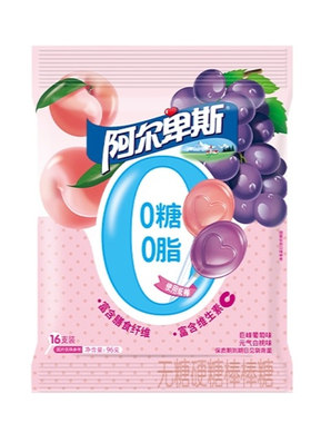 【新品升级】阿尔卑斯0糖0脂棒棒糖白桃葡萄味无糖硬糖解馋低糖