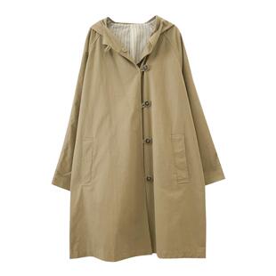 高品质韩代~孕妇装风衣春装宽松休闲卡其中长款连帽工装上衣外套