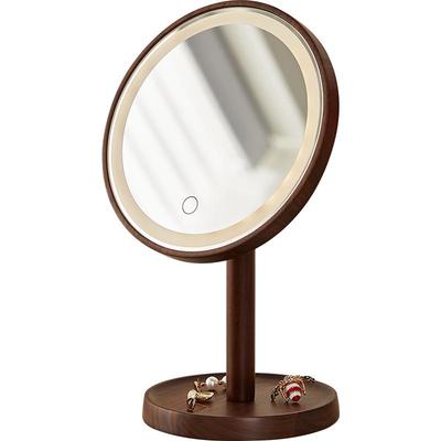 实木桌面台式化妆镜led带灯镜子梳妆台卧室大镜面高清补光美妆镜