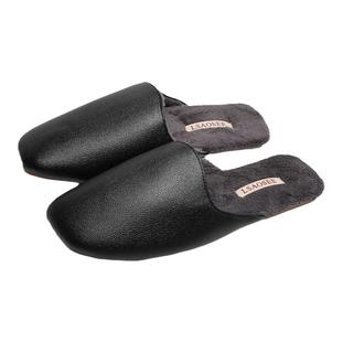 秋冬季轻奢气质高级感保暖防水PU皮棉拖鞋女情侣家用牛筋底居家男