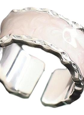 925银波浪肌理开口戒指女2025年百搭民族风简约时尚指环饰品