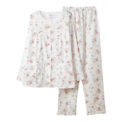 日系柠檬人棉女夏长袖睡衣套装