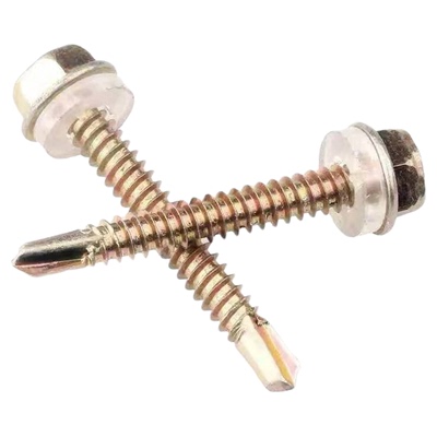 外六角钻尾丝燕尾自钻螺丝自攻自转彩锌瓦钉罗丝带垫螺钉尾钉