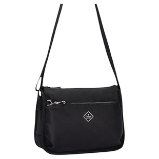 Frazzil/法姿新款斜挎包女黑色尼龙布包轻便妈妈单肩包百搭小方包