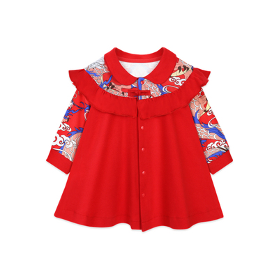 周岁礼服女宝宝秋冬红色抓周衣服