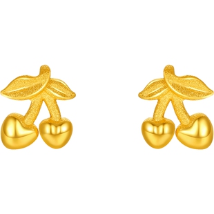 周六福黄金计价5G足金耳钉可爱甜美金樱甜恋耳饰田园系列情人节