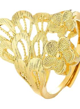 金花朵凤尾活口放999戒指气质