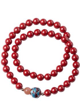 朱砂多圈手串莲花手串本命年礼物