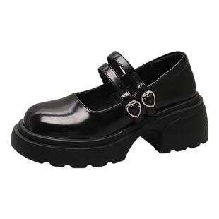 伯爵猫玛丽珍鞋女2026春秋新款高跟百搭学院风单鞋厚底爱心小皮鞋