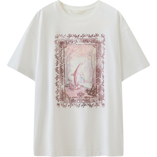 【商场同款】播26夏新品短袖T恤女海洋度假风印花上衣BDT2YD1774