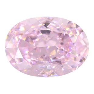 冰花切浅粉红蛋形锆石裸石 椭圆形淡粉色合成CZ碎冰切高碳钻戒面