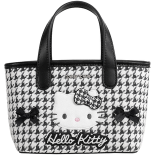 Hellokitty千金系列TOUTOU凯蒂猫哈喽kt千鸟格菜篮托特包生日礼物