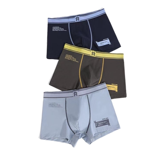 韩玛斯内裤男长绒纯棉无痕高中大学生青年中腰透气裆平角裤H21015