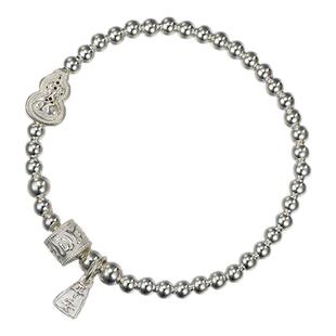 吴越老银铺葫芦纯银手链女高级银珠手串本命年足银999串珠银手链