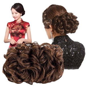 假发抓夹发圈丸子头卷发发包盘头花苞盘发头饰饰品九朵花盘发器