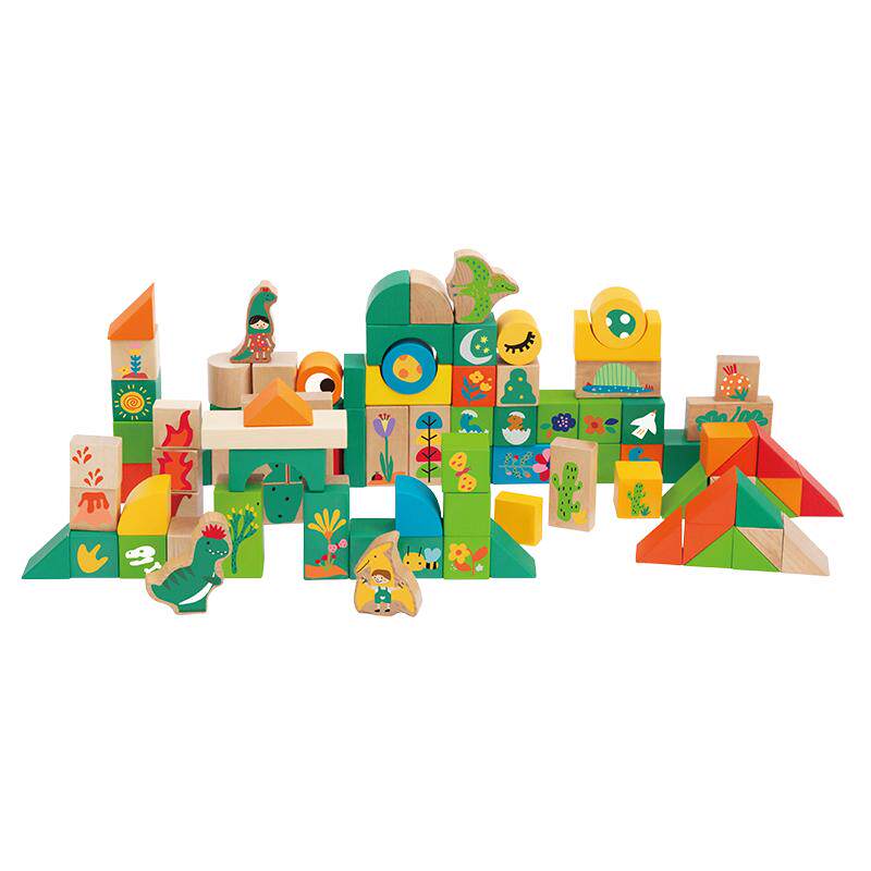 可来赛恐龙世界积木益智拼装玩具婴儿大颗粒木质桶装1-2岁3宝宝