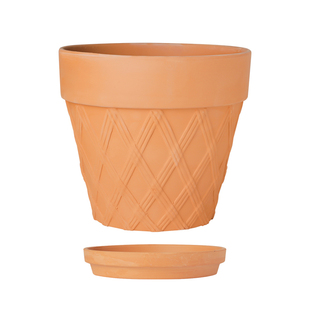 浮雕红陶花盆陶土吸水透气泥瓦盆多肉绿植盆栽庭院复古花盆带托盘