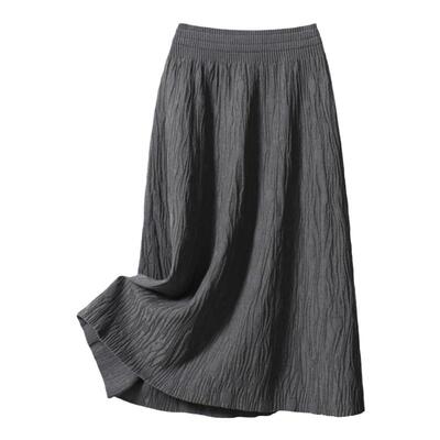 长裙A字裙A字型藤蔓纹理半身裙