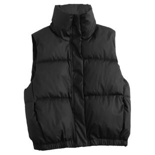 纯色压胶无袖立领棉服短款背心外套2024冬季新款百搭女装马夹H805