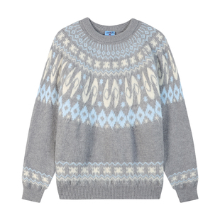 【杨涵博同款】江南先生NewJNXS经典复古圆领毛衣插肩宽松针织衫