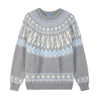 【杨涵博同款】江南先生NewJNXS经典复古圆领毛衣插肩宽松针织衫