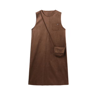 西町村屋复古感连衣裙女2025秋新款百搭背心裙（含包）XHAC10820