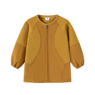 儿童摇粒绒防水罩衣秋冬新款拉链正穿男宝宝洋气时尚女童护衣罩衫