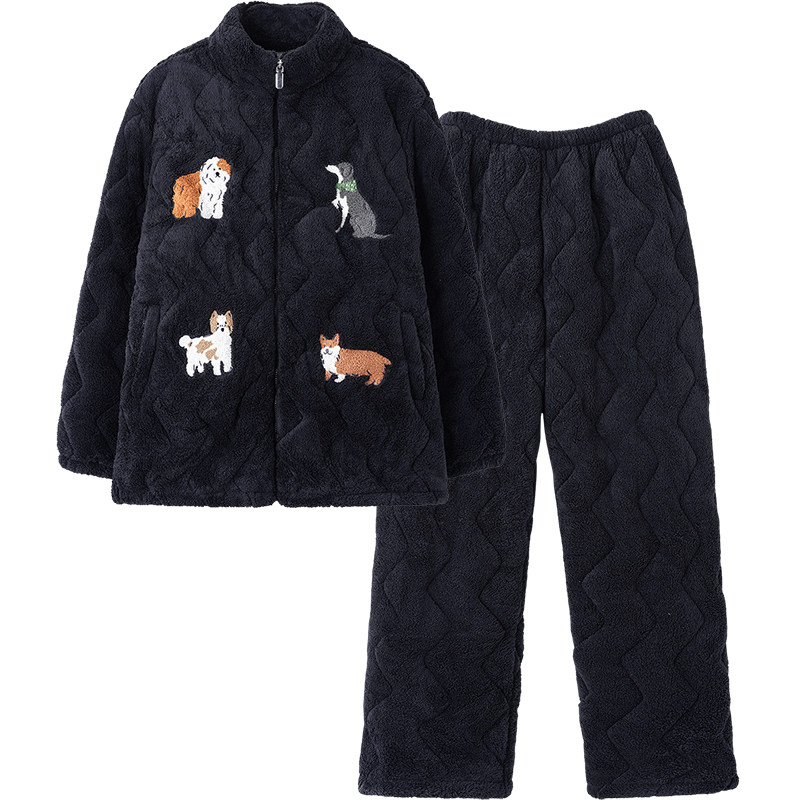 思莉太太三层夹棉超厚情侣家居服