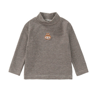 女童加绒条纹打底衫秋冬季2025新款女宝宝加厚上衣保暖内搭冬款潮