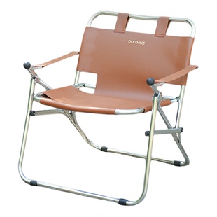 Defthike/迪飞客户外露营折叠椅庭院喝茶美式慢咖椅皮质便携靠椅