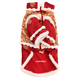 五魁首狗狗新年衣服冬季唐装新中式宠物边牧拜年服喜庆大型犬过年