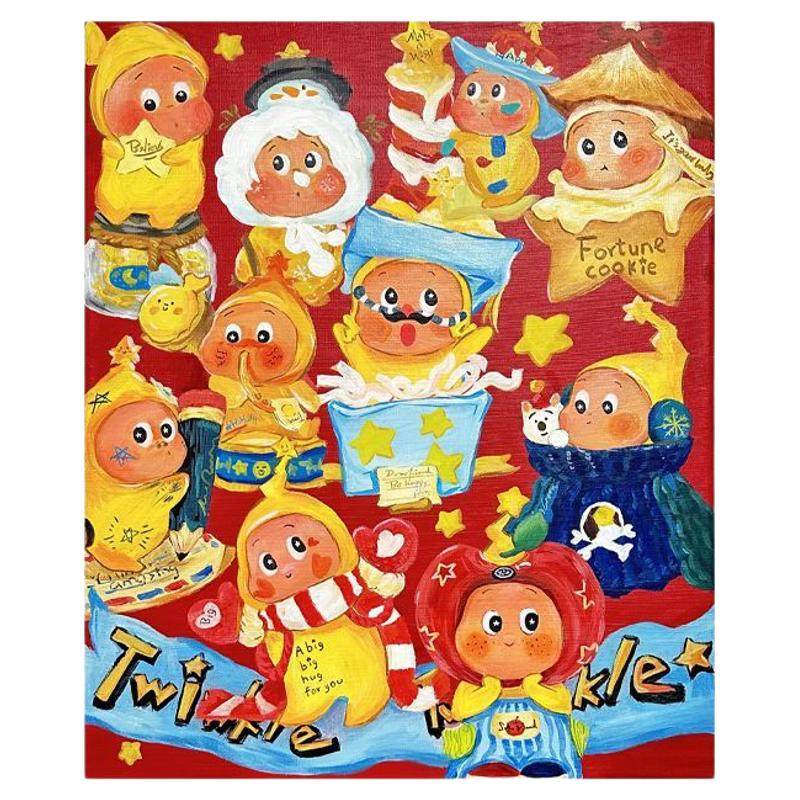 多巴胺卡通风星星人客厅装饰画儿童房卧室壁画创意沙发背景墙挂画
