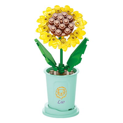 积木花带花盆拼装玩具