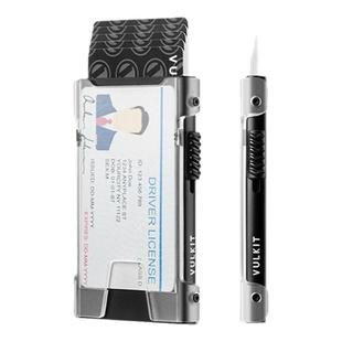 Vulkit防盗刷RFID透明卡盒男侧推弹出式卡包小巧工作牌银行卡卡夹