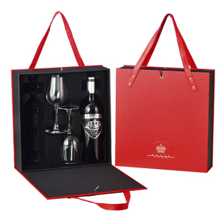 高档红酒包装礼盒双支装皮盒新款葡萄酒盒子带杯礼品箱定制酒杯盒