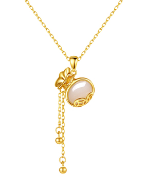 平安福袋钛钢项链女锁骨链毛衣链