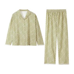 可人儿睡衣女士春秋季长袖爆款2025新款时尚千鸟格家居服两件套装
