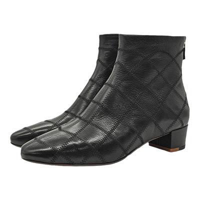 UDV休闲时装靴粗跟后拉链