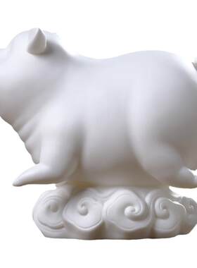 素茗中国白德化陶瓷猪办公室摆件