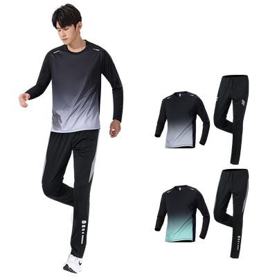 运动服套装男士跑步长袖速干衣
