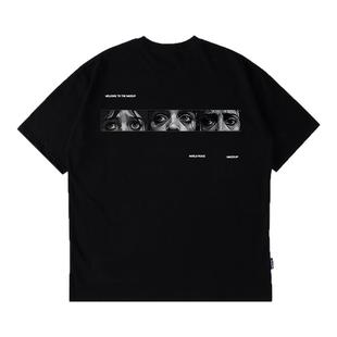 WASSUP信仰和平短袖T恤男夏季宽松休闲重磅纯棉百搭圆领体恤上衣