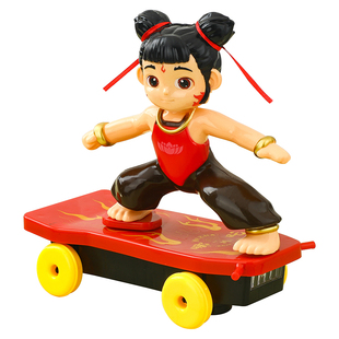 正版哪咤特技滑板车儿童玩具电动翻滚不倒翁感应会动的跳舞机器人