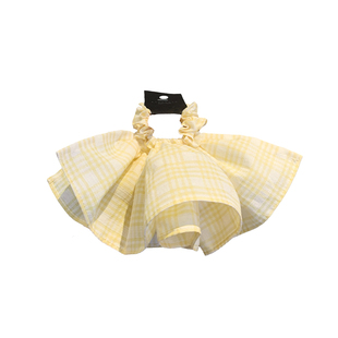 春日氛围感显白创意柠檬黄双层格纹裙摆小肠圈韩国百搭发圈头绳女