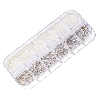 2026珍珠美甲网红爆款小钻饰混装平底贴钻石新款超闪指甲钻配饰品