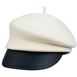 日系增高帽顶复古羊毛呢画家帽女秋冬挺括贝雷帽报童帽皮沿马术帽